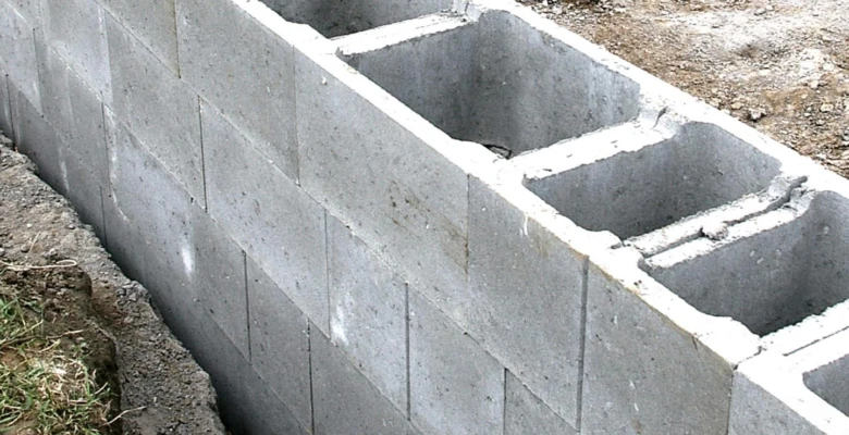 Základová zeď z betonových bloků bez bednění