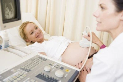 Pregnant woman ultrasound exam
