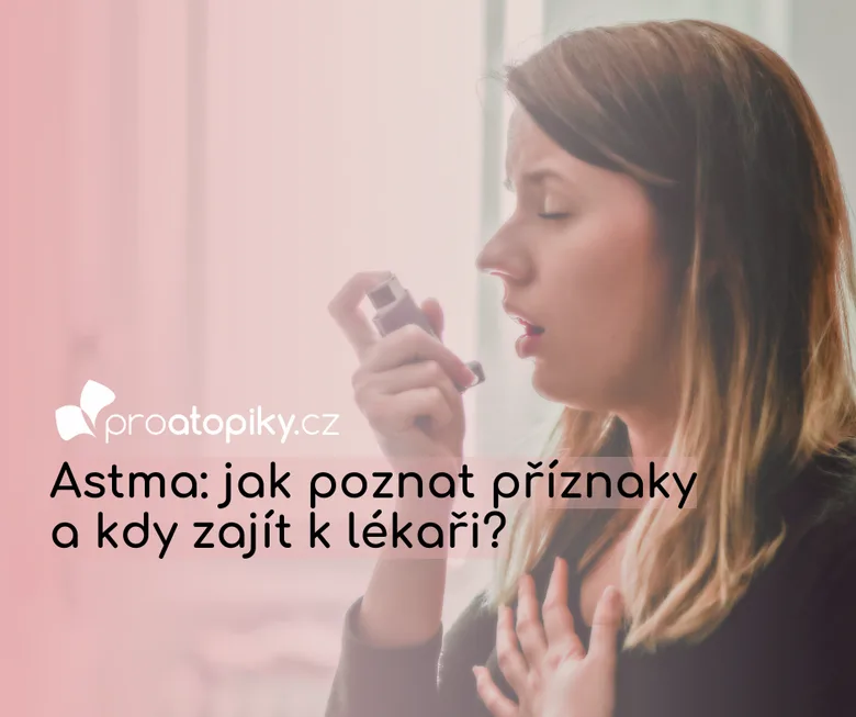 Žena používá inhalační sprej pro léčbu astmatu.