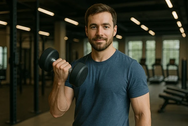 Man lifting dumbbell