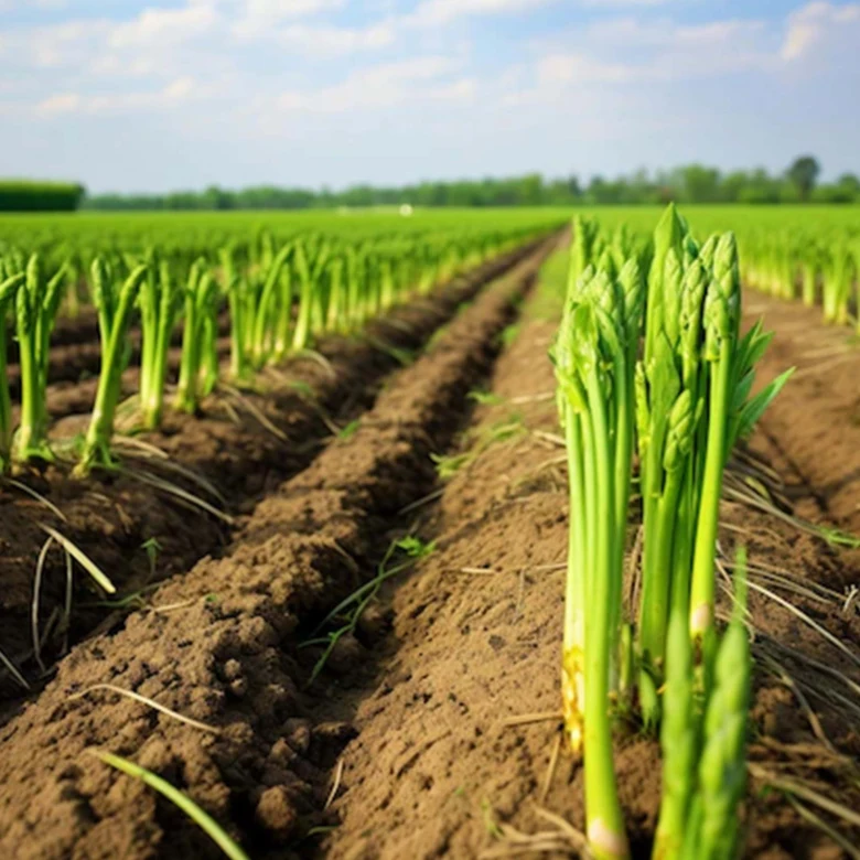 Asparagus field rows