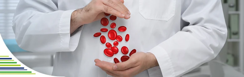 Doctor holding red blood cells