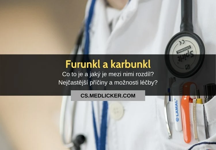 Lékař s fonendoskopem a chirurgickými nástroji v bílém plášti.