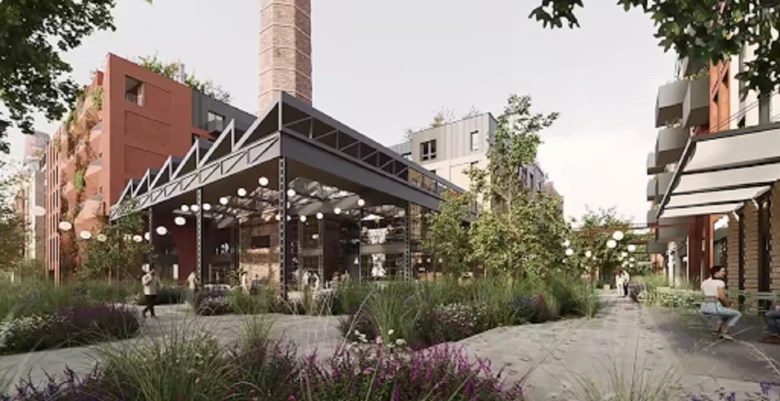 Modernizovaný lihovar Smíchov s novou architekturou a zelení.