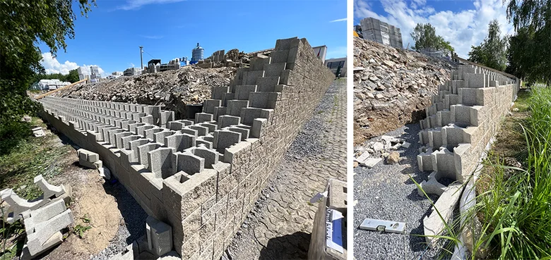 Zpevnění svahu betonovými bloky pro zahradu a okolí domu