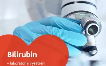 Ruka v modrých rukavicích upravuje mikroskop pro laboratorní vyšetření.
